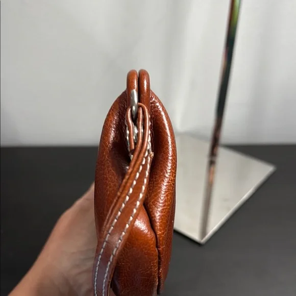 Fossil Brown Leather Wristlet Clutch with Structured Frame - Picture 5 of 8